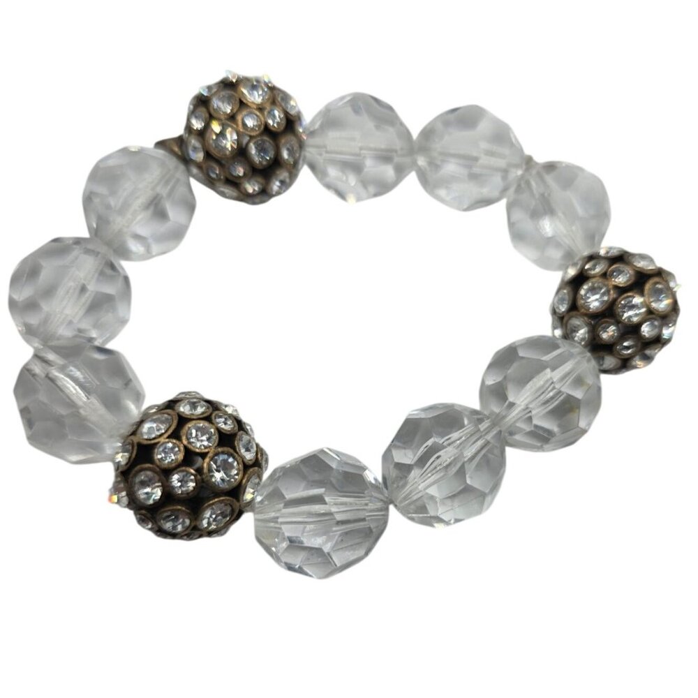 J.Crew bracelet Clear beads Rhinestone Stretch neutral Womens fashion jewelry